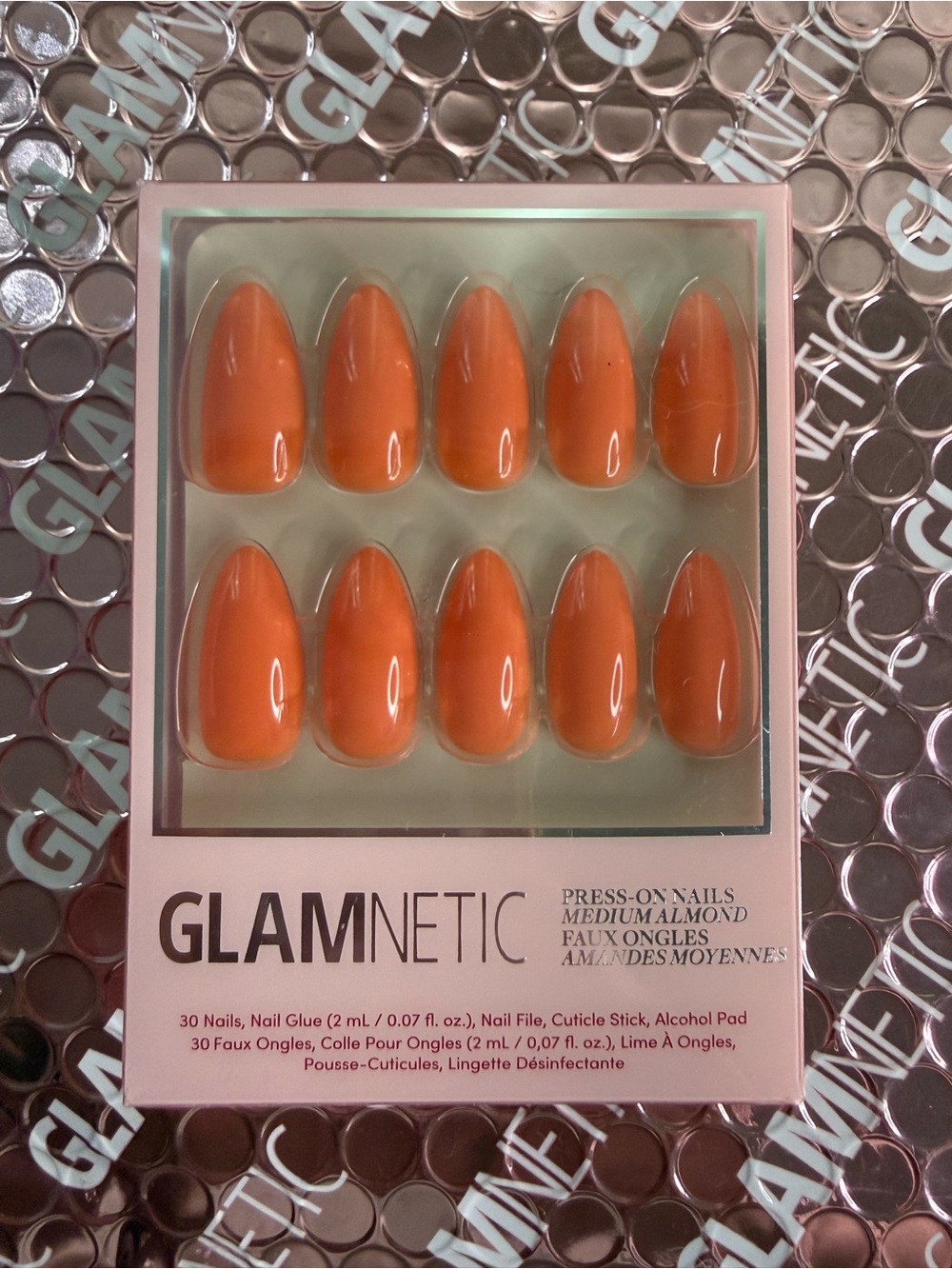 GLAMnetic Press-On Nails - Medium Almond in Burnt Orange